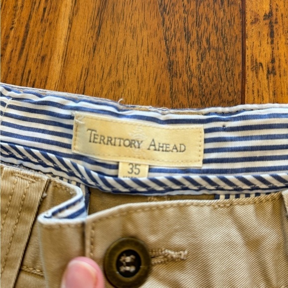 Territory Ahead Men's Flat Front Comfort Fit Waistband Cotton Khaki Short / 35 - Picture 2 of 8